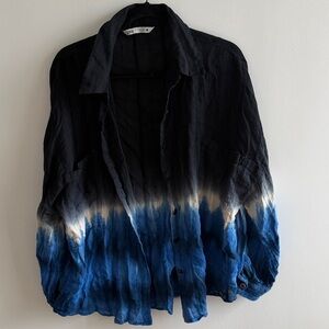 Zara Black and Blue Button Down Shirt